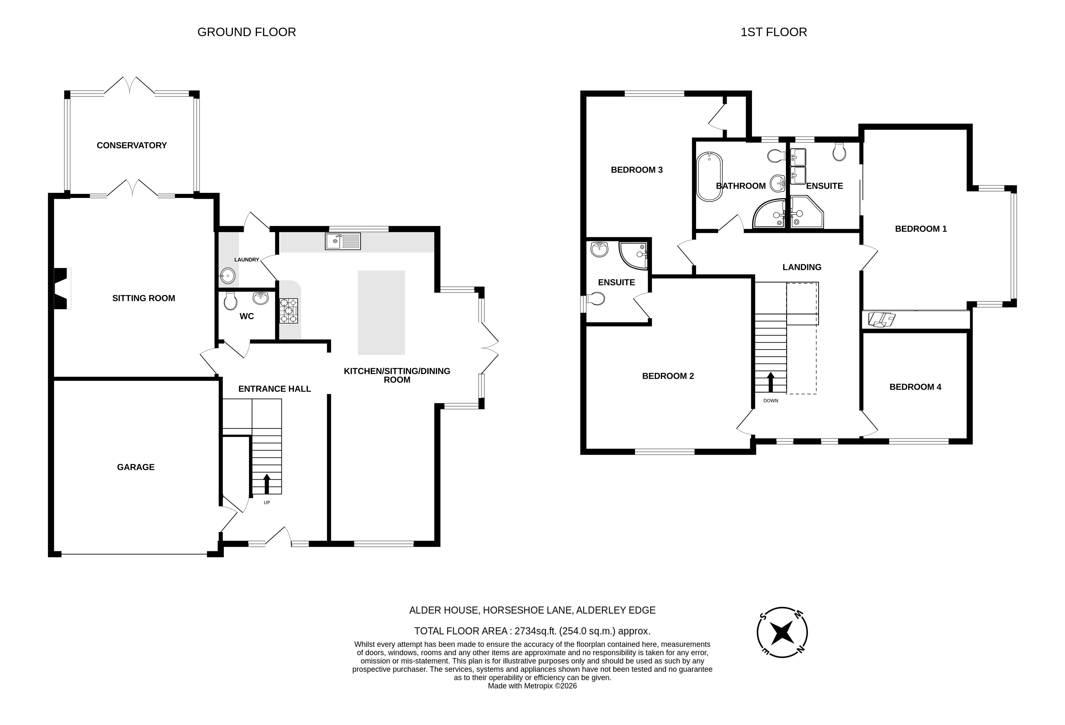 Floorplans For Horseshoe Lane, Alderley Edge, Cheshire