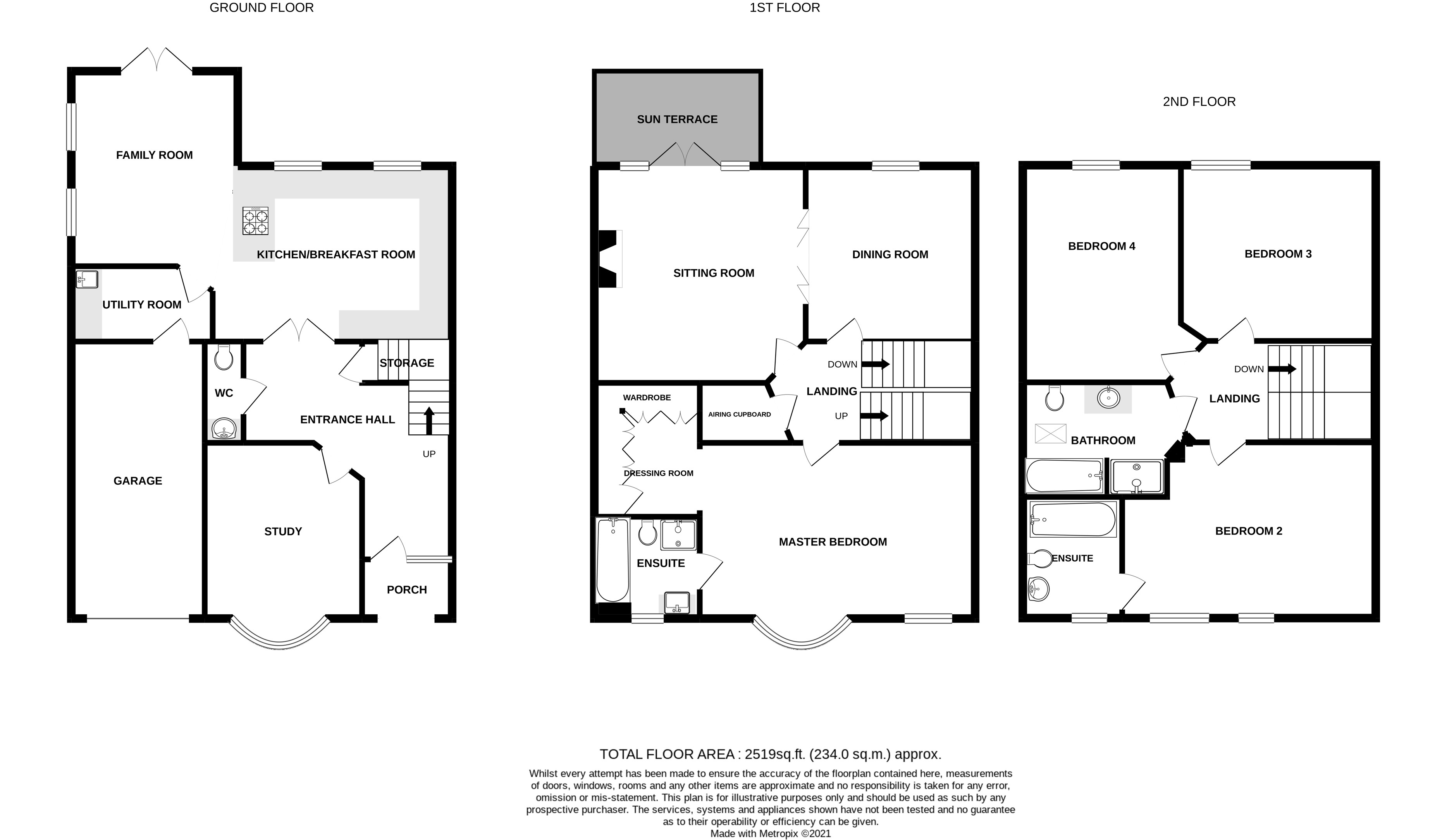 Floorplans For Brook Lane, Alderley Edge, Cheshire