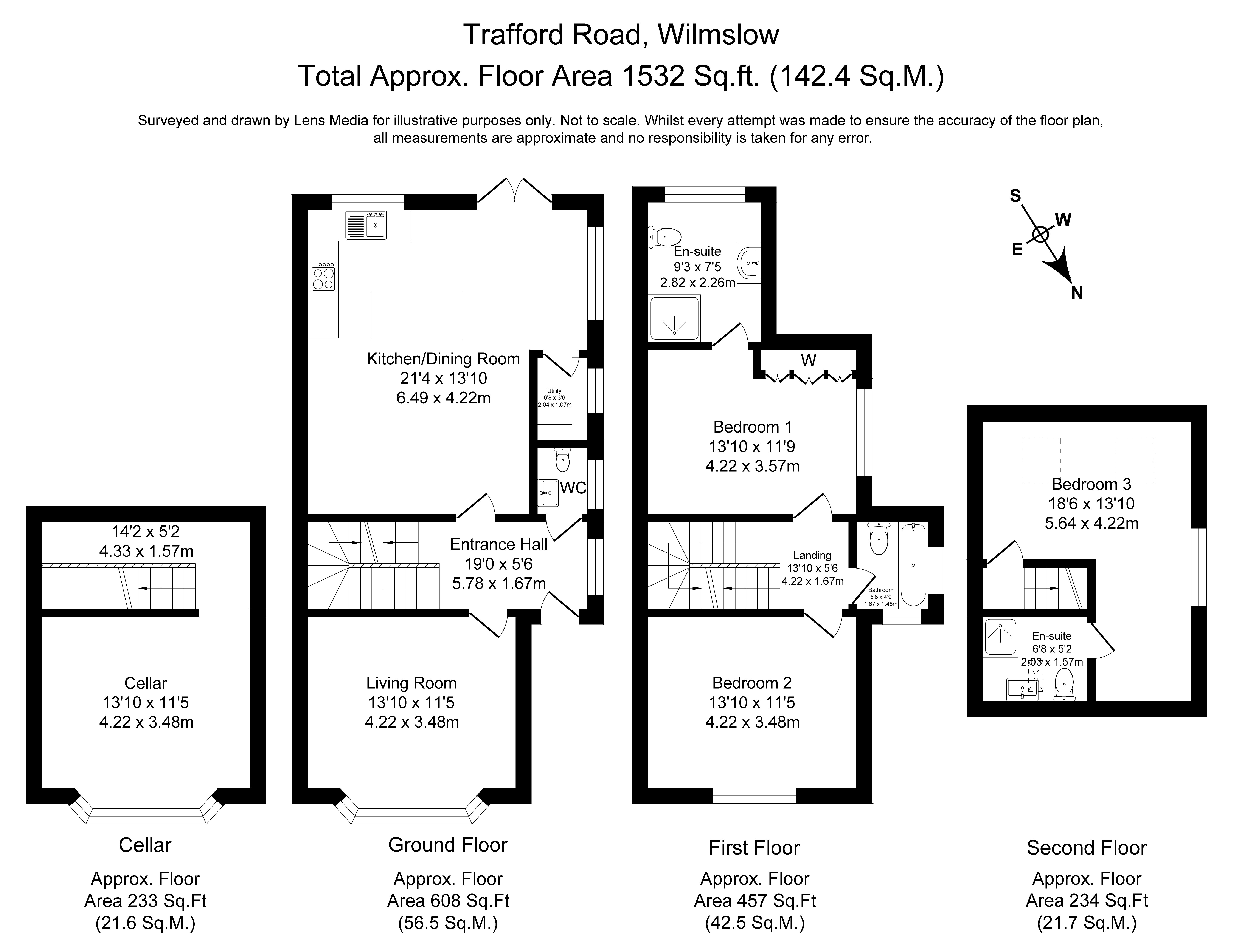 Floorplans For Trafford Road, Alderley Edge, Cheshire