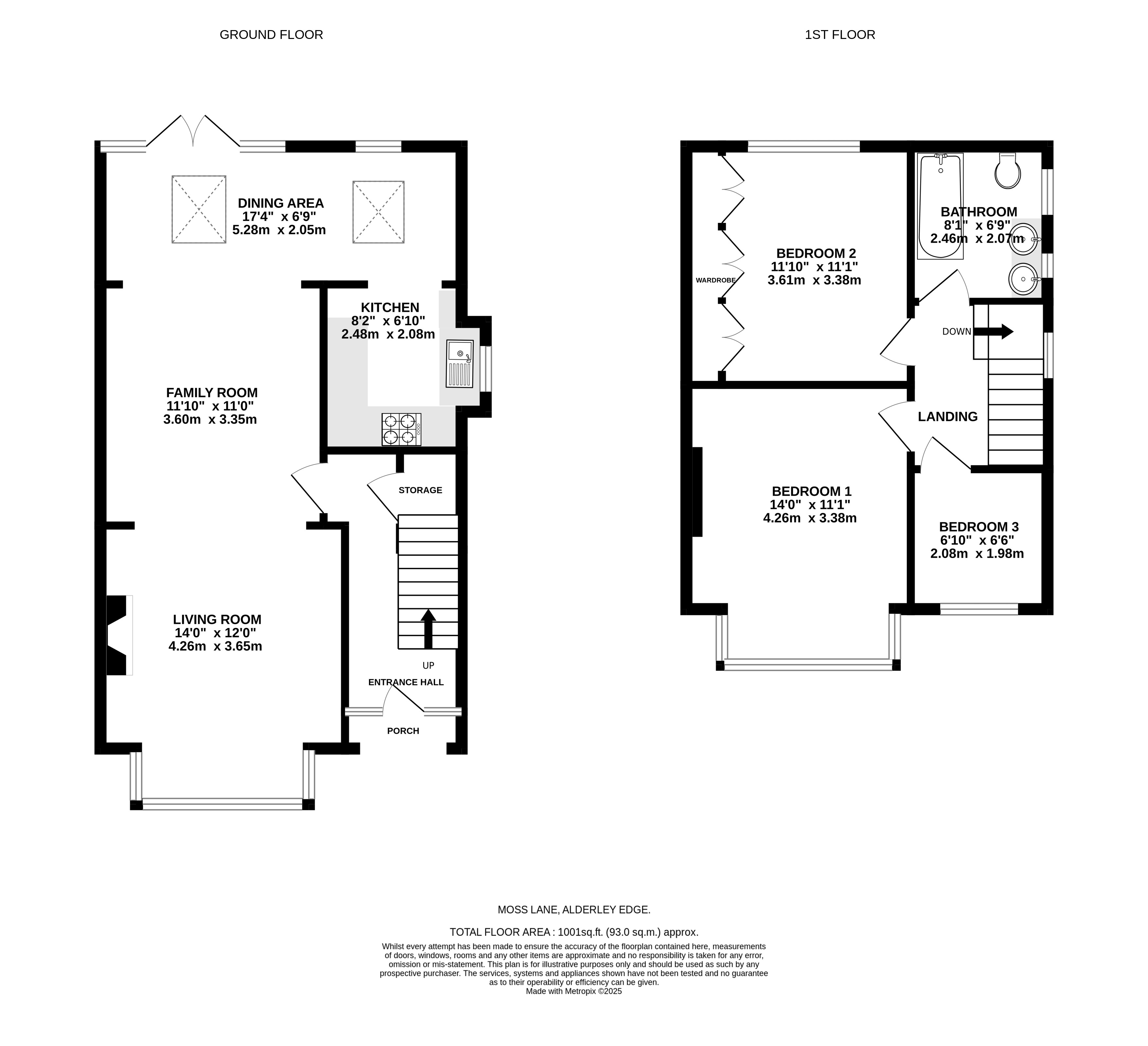 Floorplans For Moss Lane, Alderley Edge, Cheshire