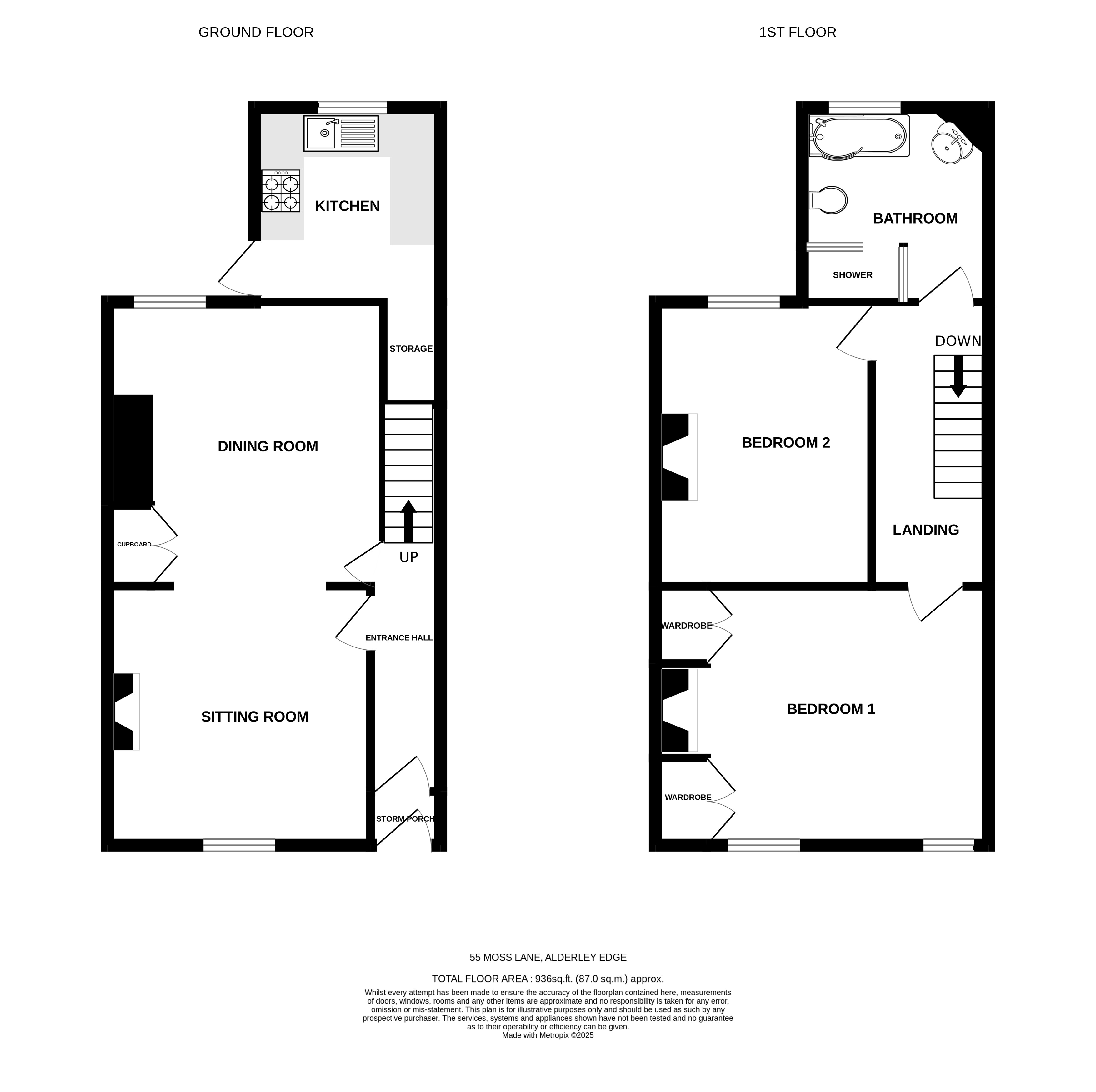 Floorplans For Moss Lane, Alderley Edge, Cheshire