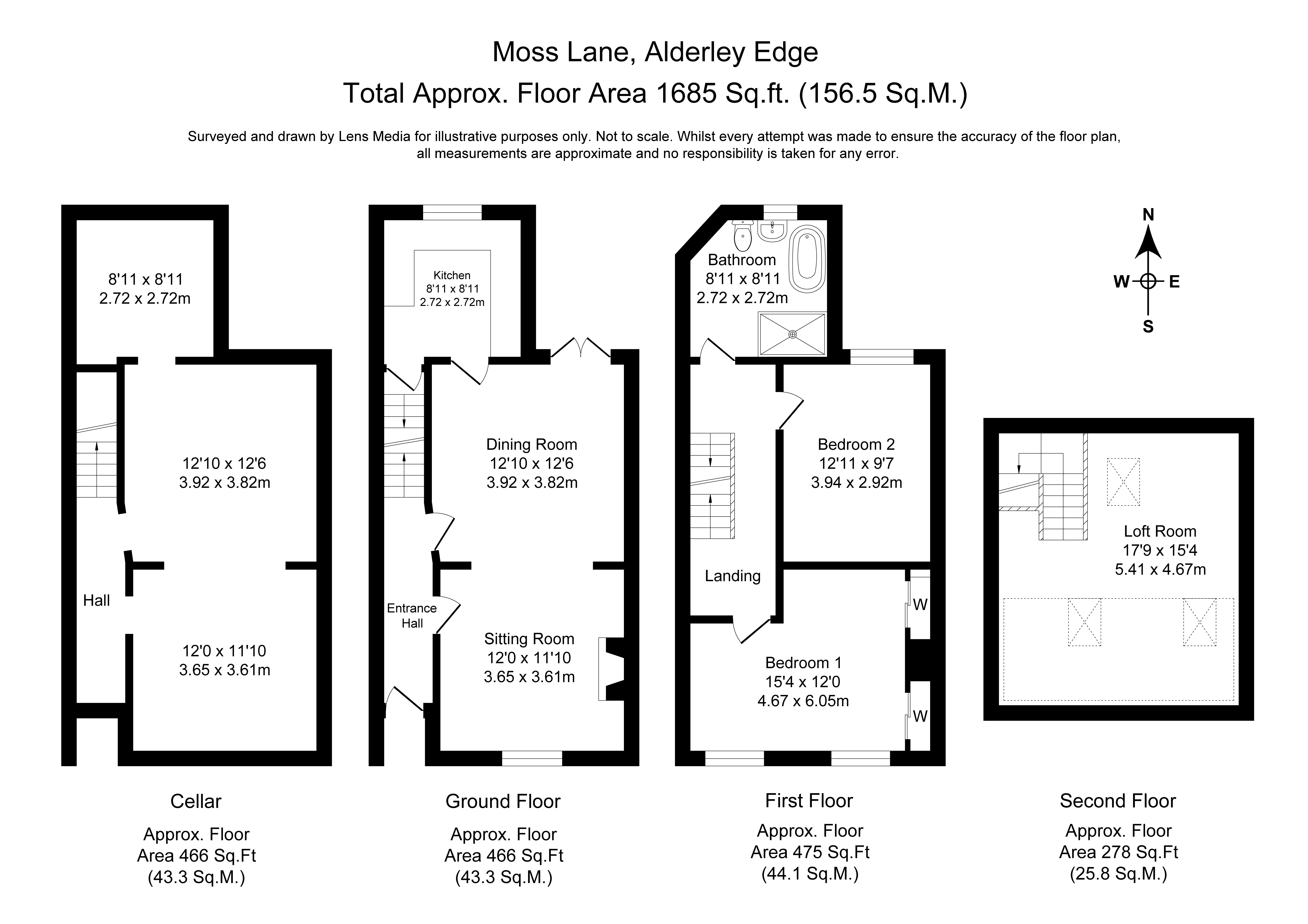Floorplans For Moss Lane, Alderley Edge, Cheshire