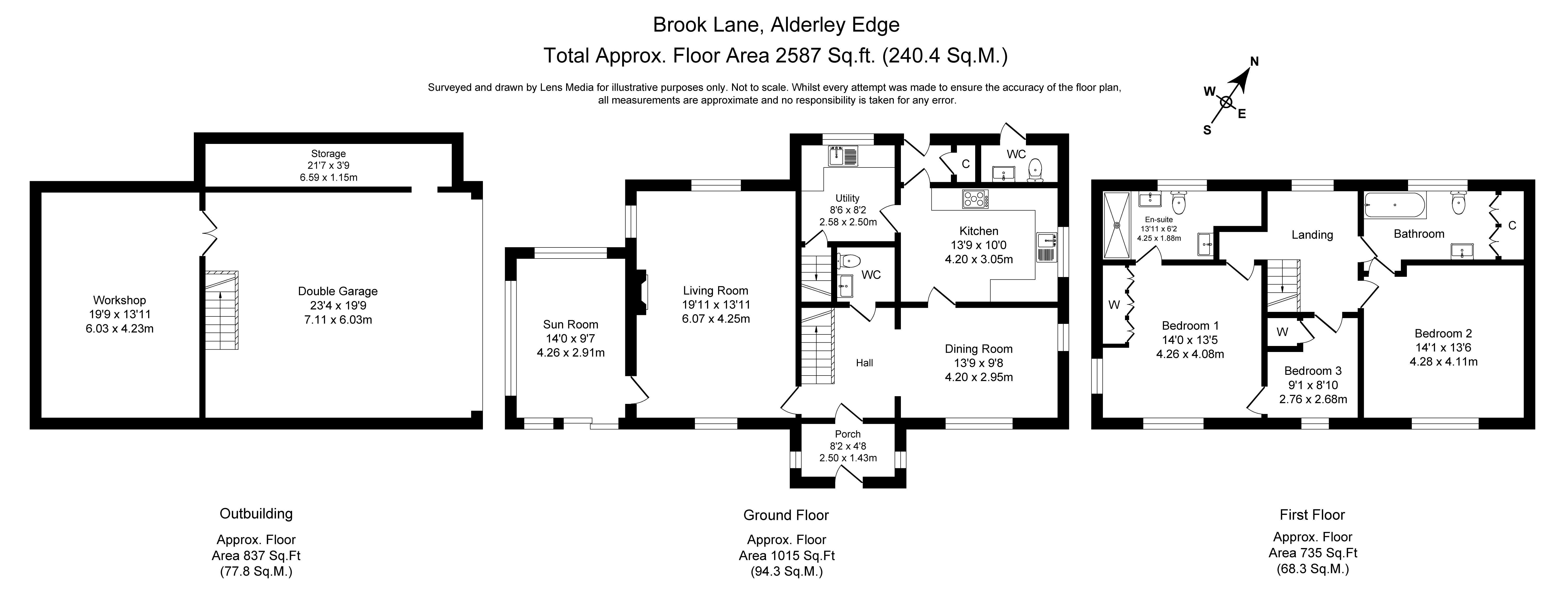 Floorplans For Brook Lane, Alderley Edge, Cheshire