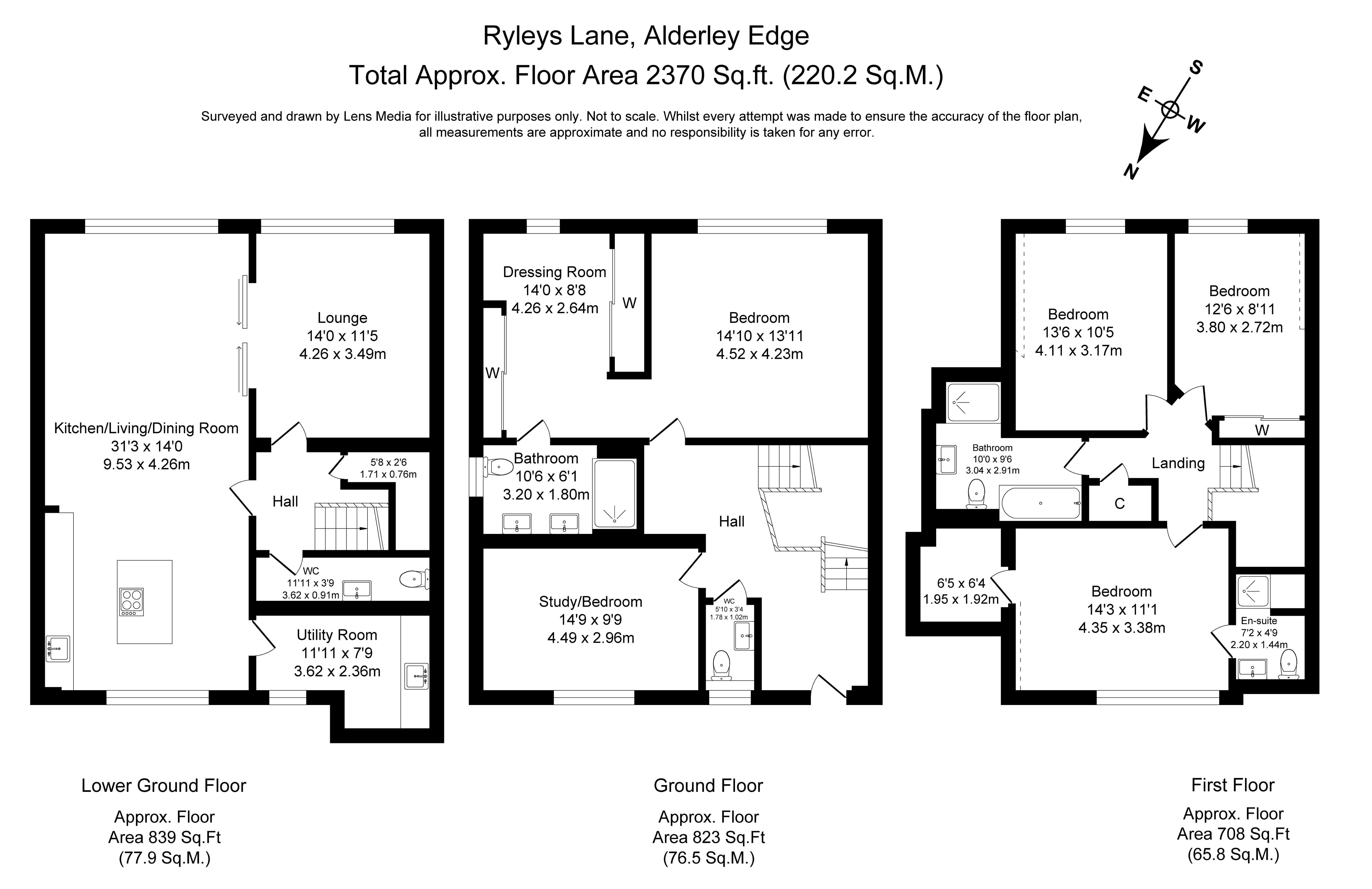Floorplans For Ryleys Lane, Alderley Edge, Cheshire